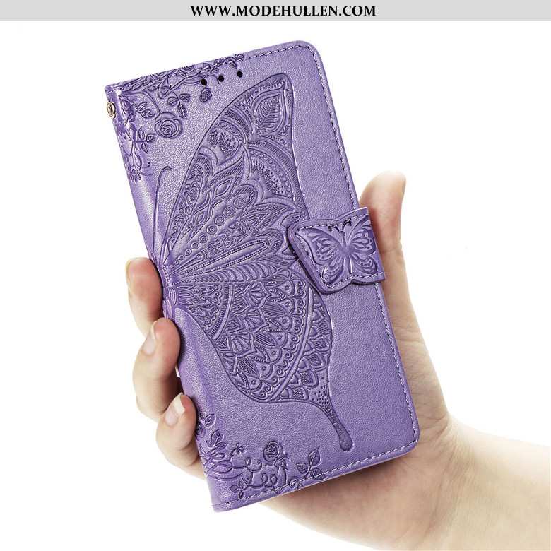 Hülle Samsung Galaxy S9 Lederhülle Schutz Clamshell Lila Blumen Case