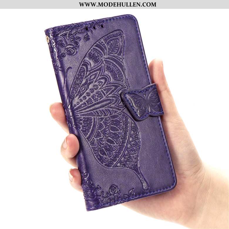 Hülle Samsung Galaxy S9 Lederhülle Schutz Clamshell Lila Blumen Case