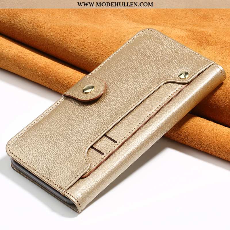 Hülle Samsung Galaxy S9 Schutz Lederhülle Case Karte Folio Clutch Geldbörse Gold