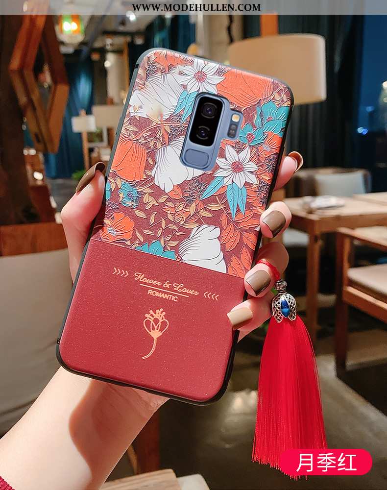 Hülle Samsung Galaxy S9+ Schutz Prägung Chinesische Art Pu Blau Weiche Alles Inklusive