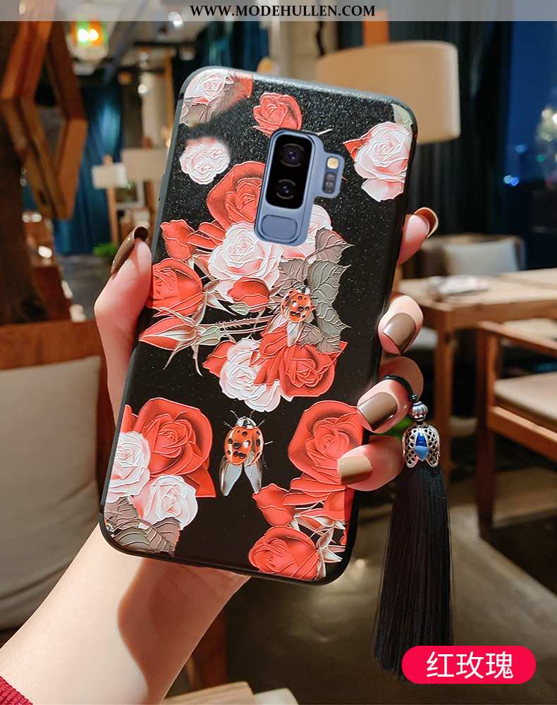 Hülle Samsung Galaxy S9+ Schutz Prägung Chinesische Art Pu Blau Weiche Alles Inklusive