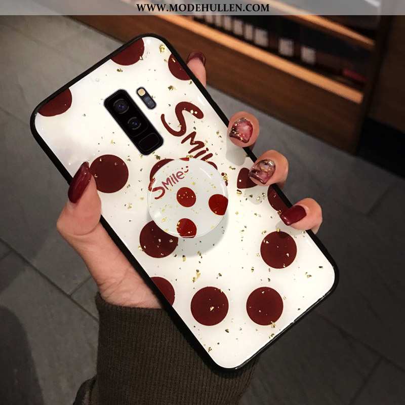 Hülle Samsung Galaxy S9+ Schutz Weiche Groß Wellenpunkt Case Rot Diamantform Rote