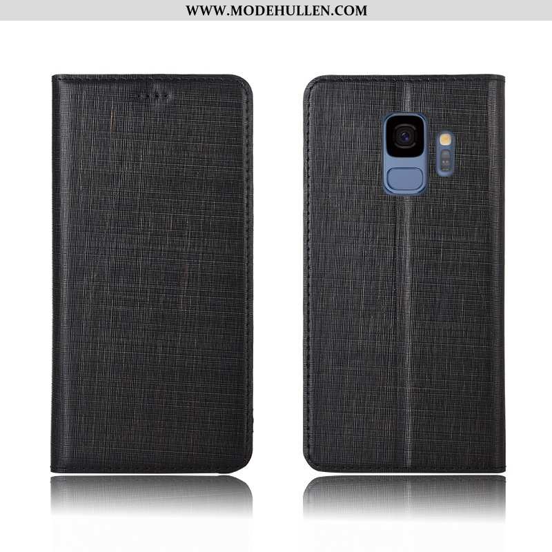 Hülle Samsung Galaxy S9 Weiche Silikon Echt Leder Lederhülle Handy Anti-sturz Clamshell Rote