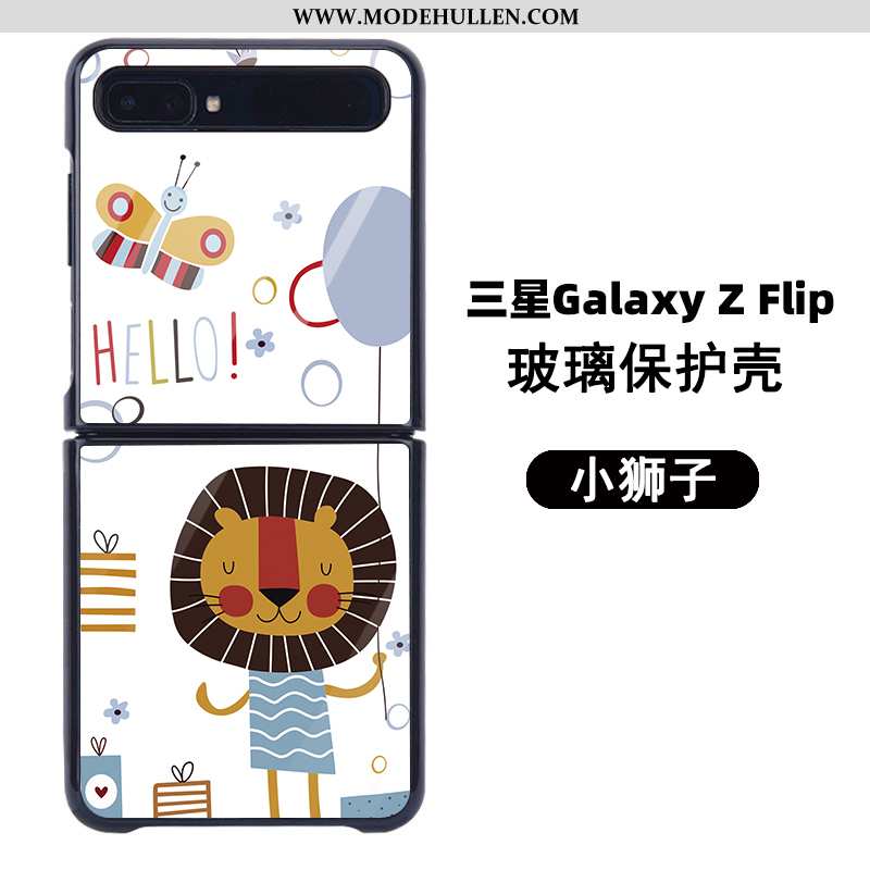 Hülle Samsung Z Flip Schutz Glas Handy Weiß Falten Anti-sturz Karikatur Weiße