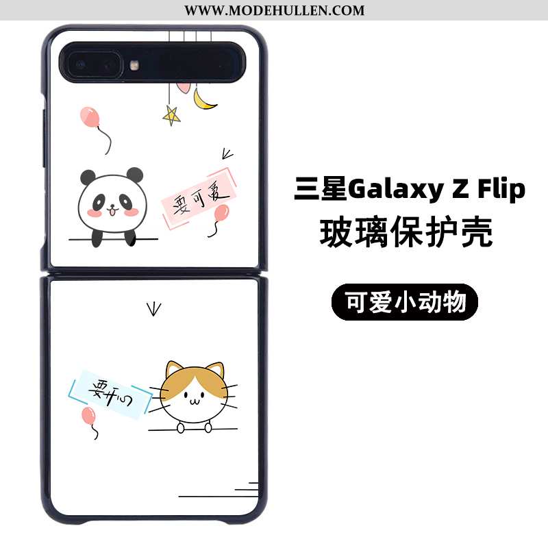 Hülle Samsung Z Flip Schutz Glas Handy Weiß Falten Anti-sturz Karikatur Weiße