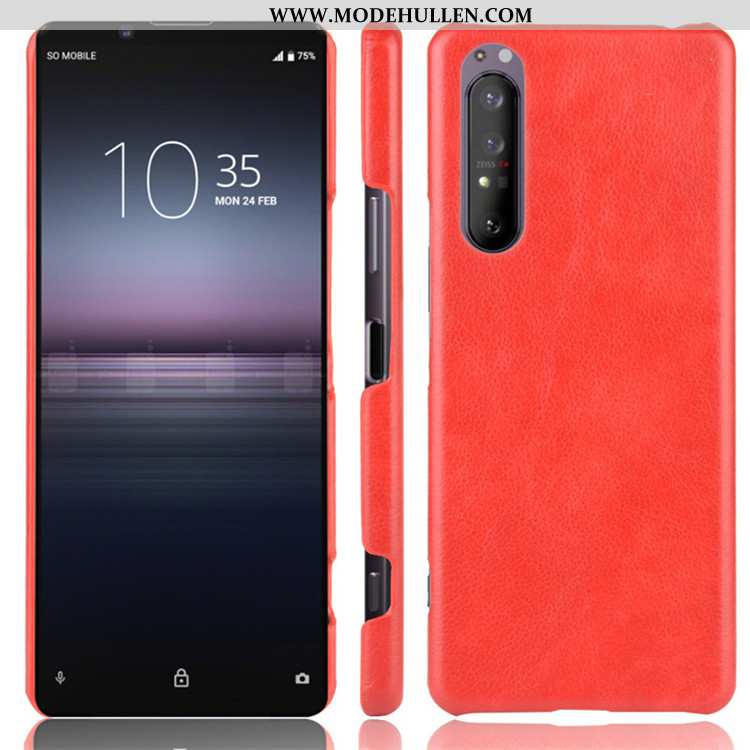 Hülle Sony Xperia 1 Ii Leder Muster Litchi Schutz Trend Schwer Rote