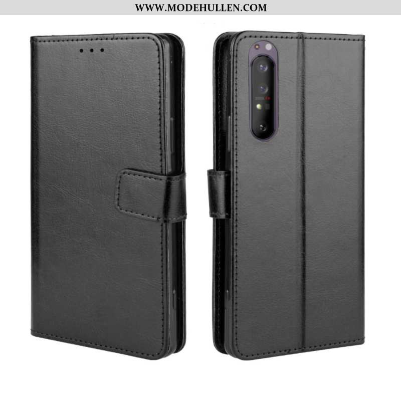 Hülle Sony Xperia 1 Ii Schutz Lederhülle Case Anti-sturz Muster Karte Schwarz