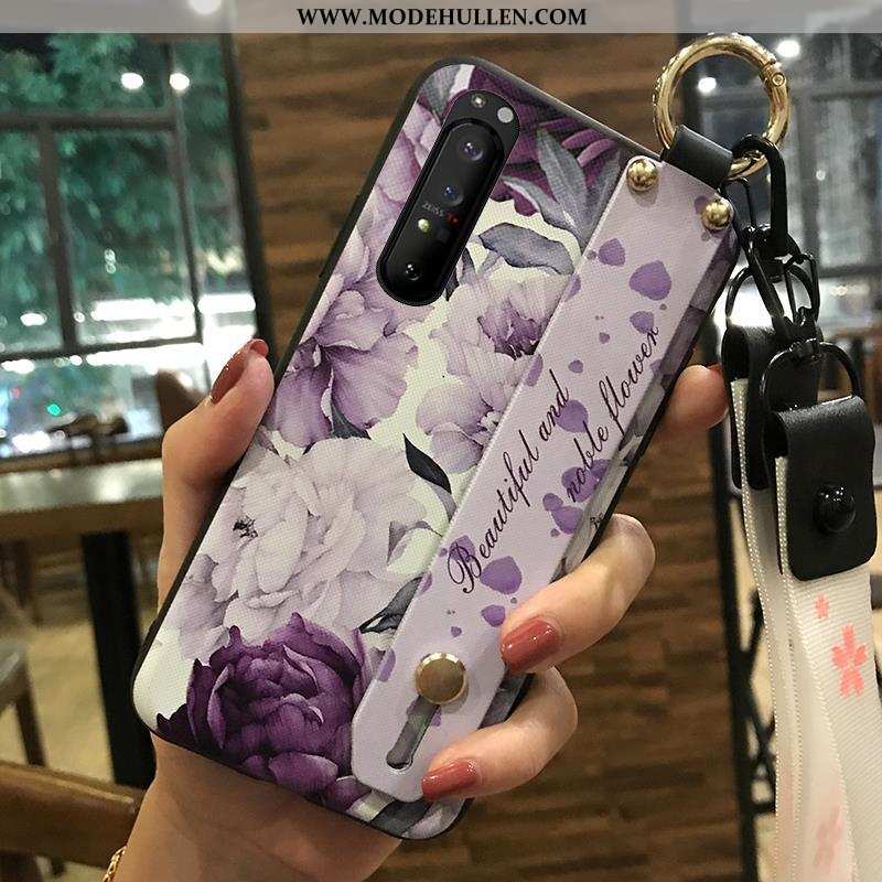 Hülle Sony Xperia 1 Ii Weiche Schutz Weiß Blumen Hängende Verzierungen Handy Case Weiße