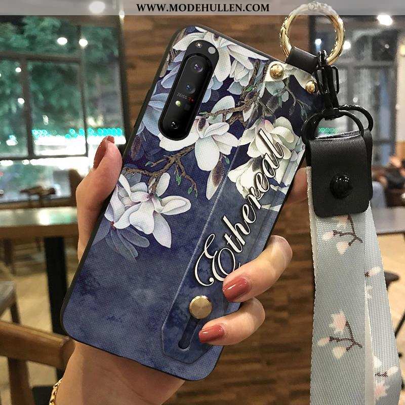 Hülle Sony Xperia 1 Ii Weiche Schutz Weiß Blumen Hängende Verzierungen Handy Case Weiße