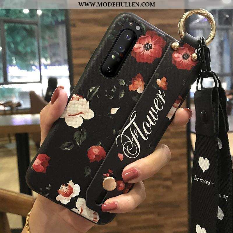 Hülle Sony Xperia 1 Ii Weiche Schutz Weiß Blumen Hängende Verzierungen Handy Case Weiße