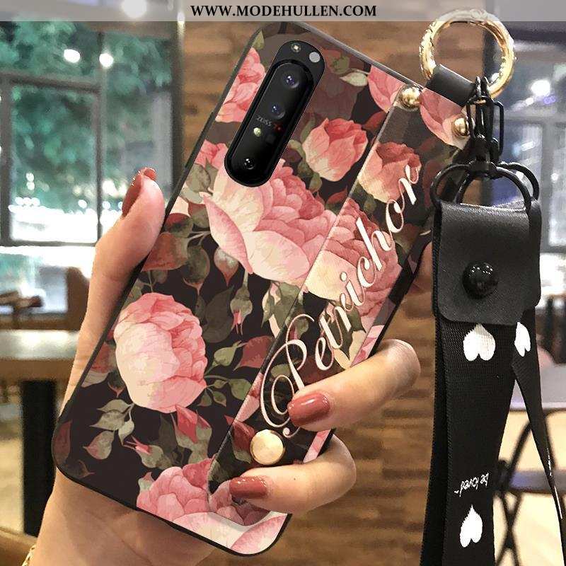 Hülle Sony Xperia 1 Ii Weiche Schutz Weiß Blumen Hängende Verzierungen Handy Case Weiße