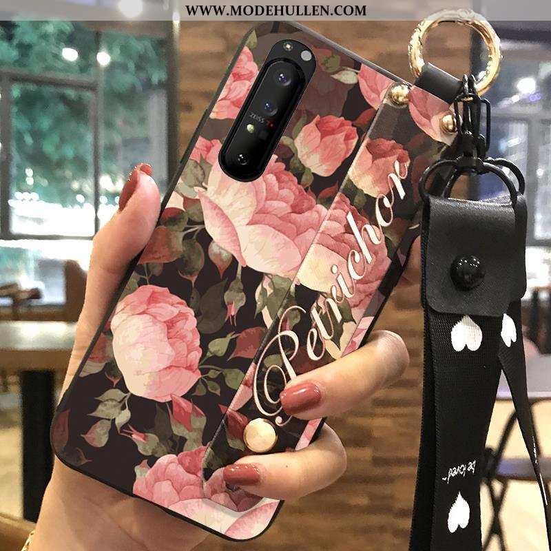 Hülle Sony Xperia 1 Ii Weiche Schutz Weiß Blumen Hängende Verzierungen Handy Case Weiße