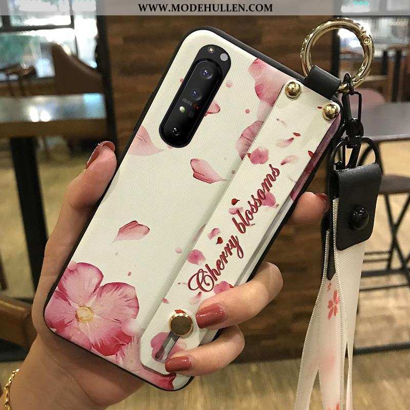 Hülle Sony Xperia 1 Ii Weiche Schutz Weiß Blumen Hängende Verzierungen Handy Case Weiße