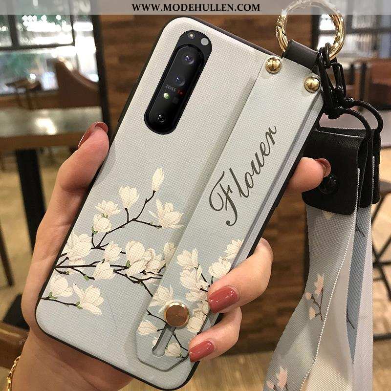 Hülle Sony Xperia 1 Ii Weiche Schutz Weiß Blumen Hängende Verzierungen Handy Case Weiße