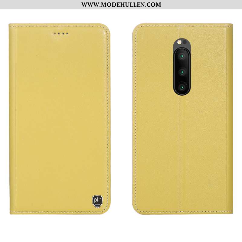 Hülle Sony Xperia 1 Schutz Lederhülle Alles Inklusive Muster Gelb Handy Anti-sturz Gelbe
