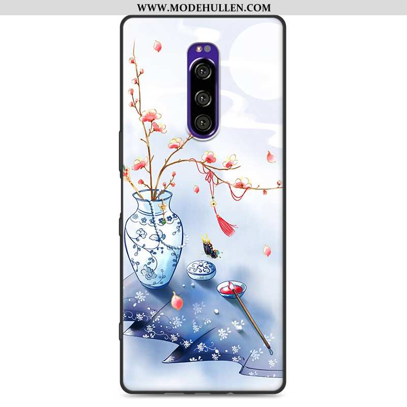 Hülle Sony Xperia 1 Schutz Nubuck Silikon Rosa Handy Weiche Chinesische Art