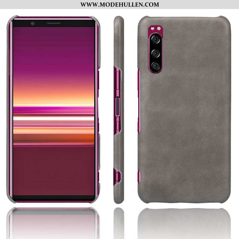 Hülle Sony Xperia 10 Ii Schutz Leder Dunkelblau Qualität Case Handy