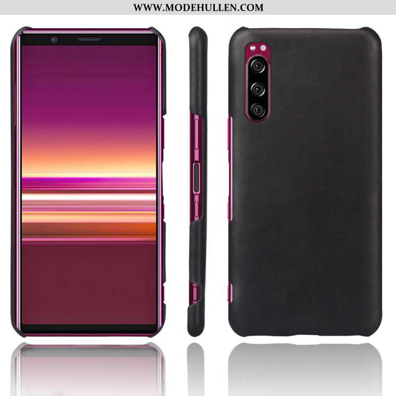 Hülle Sony Xperia 10 Ii Schutz Leder Dunkelblau Qualität Case Handy