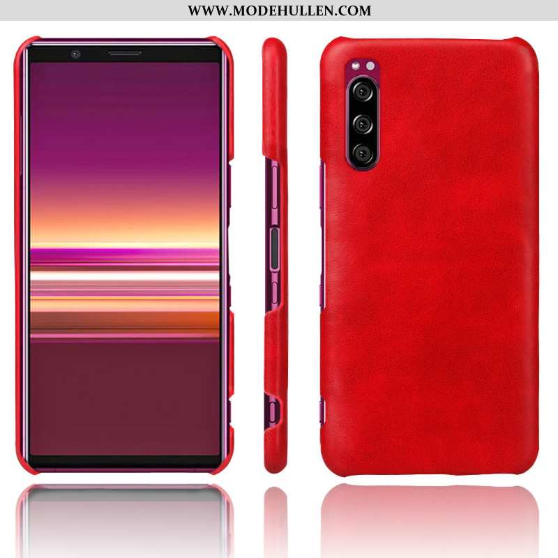 Hülle Sony Xperia 10 Ii Schutz Leder Dunkelblau Qualität Case Handy