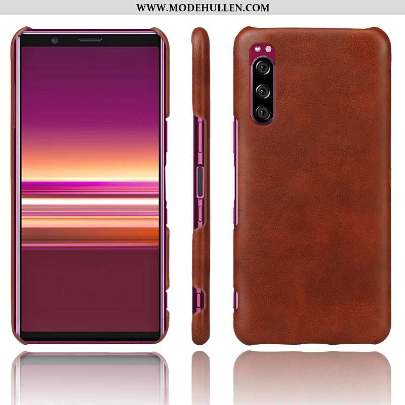 Hülle Sony Xperia 10 Ii Schutz Leder Dunkelblau Qualität Case Handy