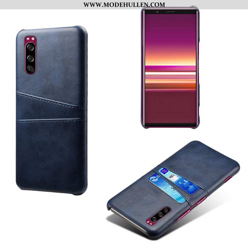 Hülle Sony Xperia 10 Ii Schutz Leder Handy Case Dunkelblau Karte