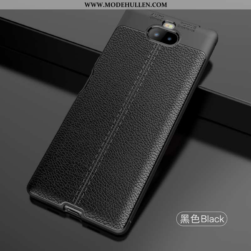 Hülle Sony Xperia 10 Leder Muster Handy Silikon Grau Weiche