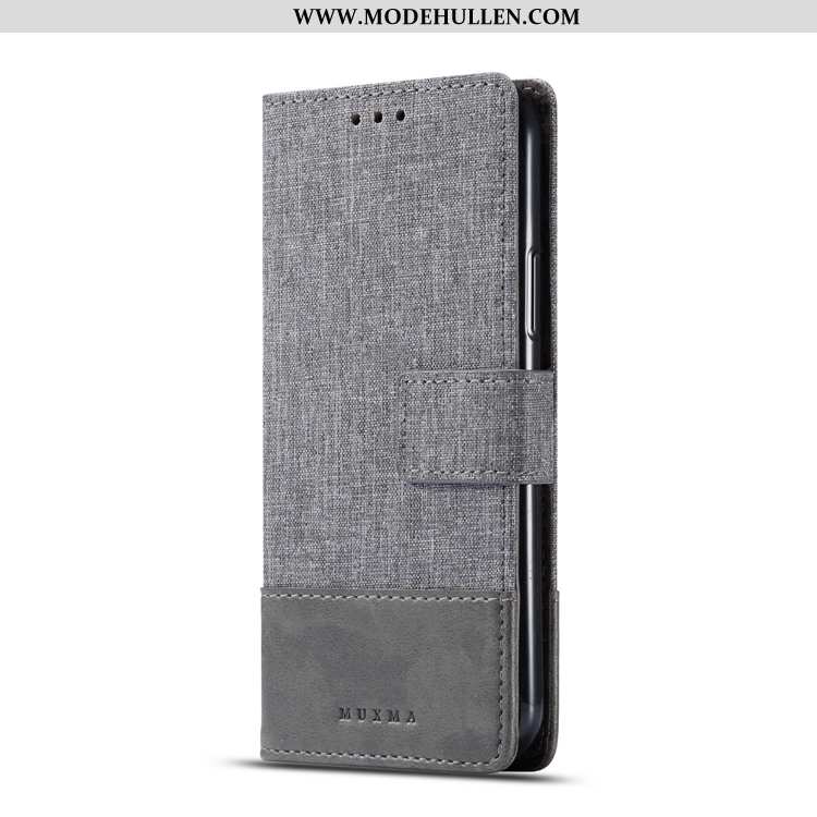 Hülle Sony Xperia 10 Plus Lederhülle Muster Folio Case Schutz Denim Grau