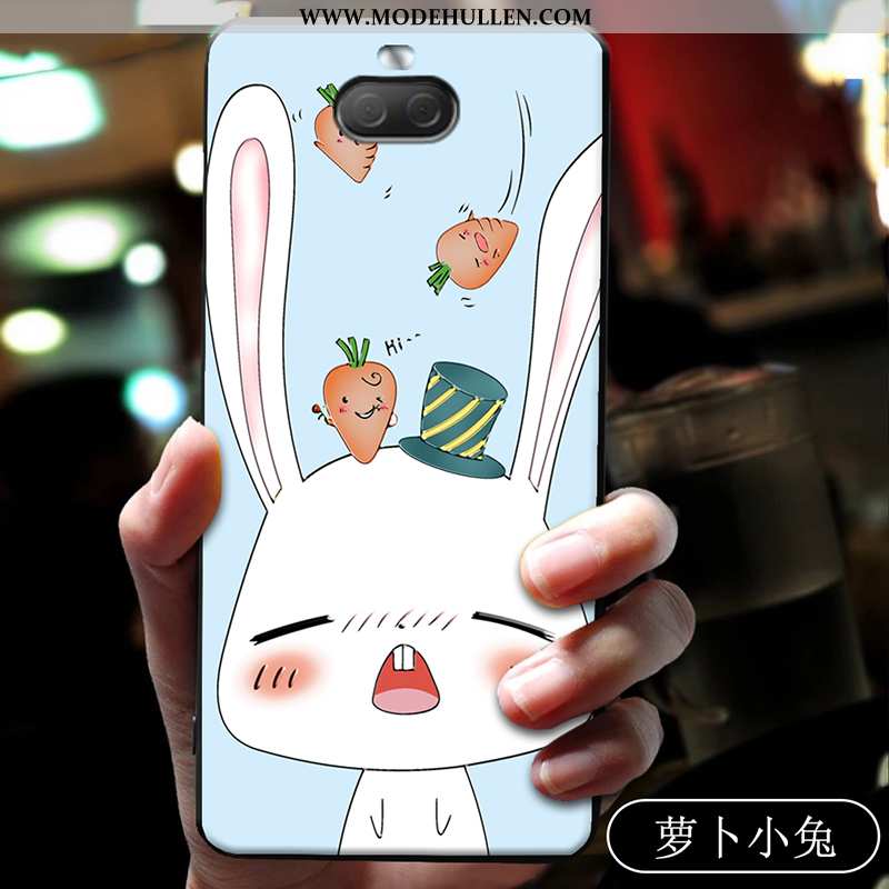 Hülle Sony Xperia 10 Plus Nette Weiche Schutz Blau Einfassung Karikatur Case