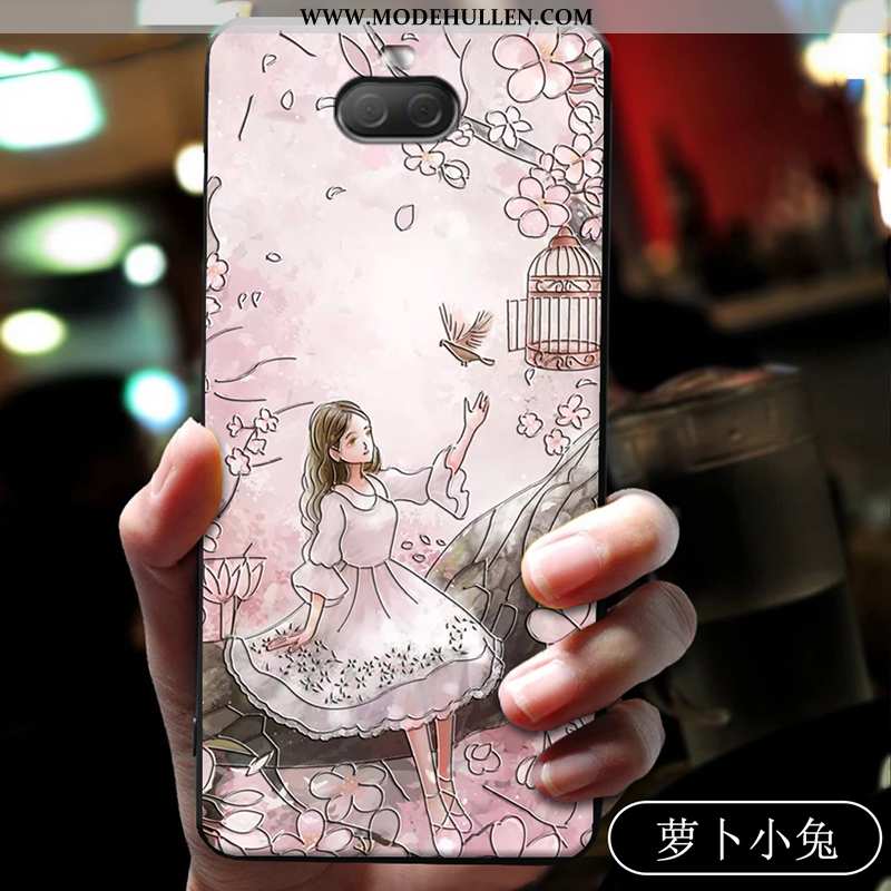 Hülle Sony Xperia 10 Plus Nette Weiche Schutz Blau Einfassung Karikatur Case