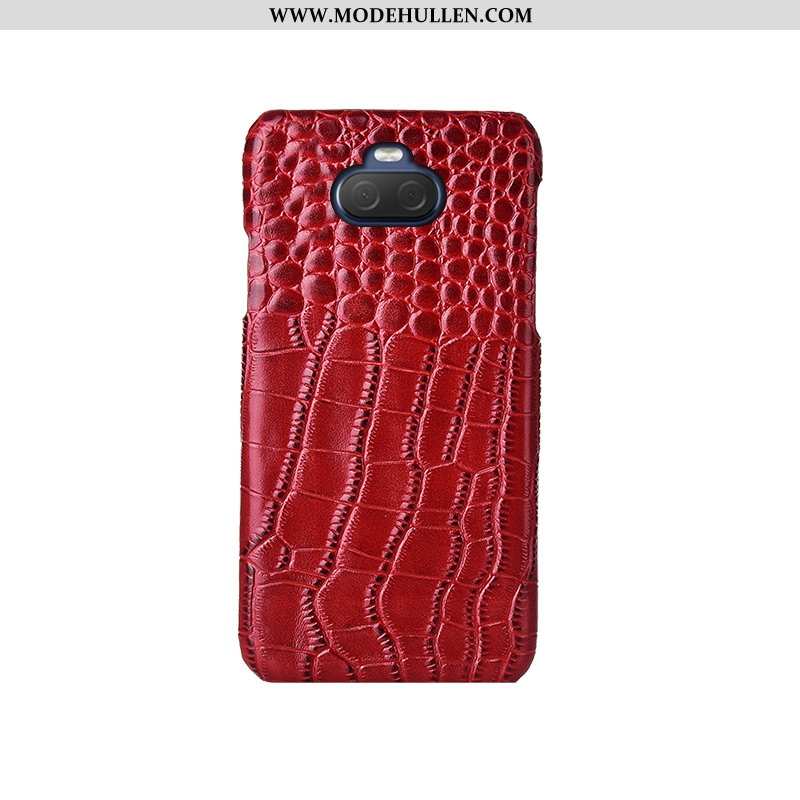Hülle Sony Xperia 10 Plus Persönlichkeit Echt Leder Luxus Hintere Abdeckung Muster Handy Rote