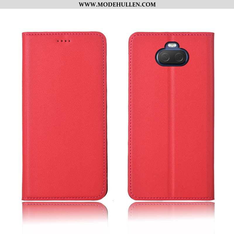 Hülle Sony Xperia 10 Silikon Schutz Case Clamshell Nubuck Einfassung Gelb Gelbe