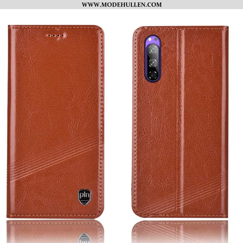 Hülle Sony Xperia 5 Lederhülle Muster Folio Anti-sturz Schwarz Alles Inklusive