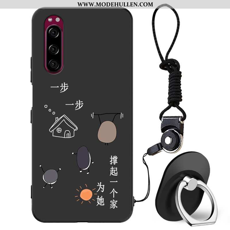 Hülle Sony Xperia 5 Silikon Schutz Schwarz Einfach Case Handy