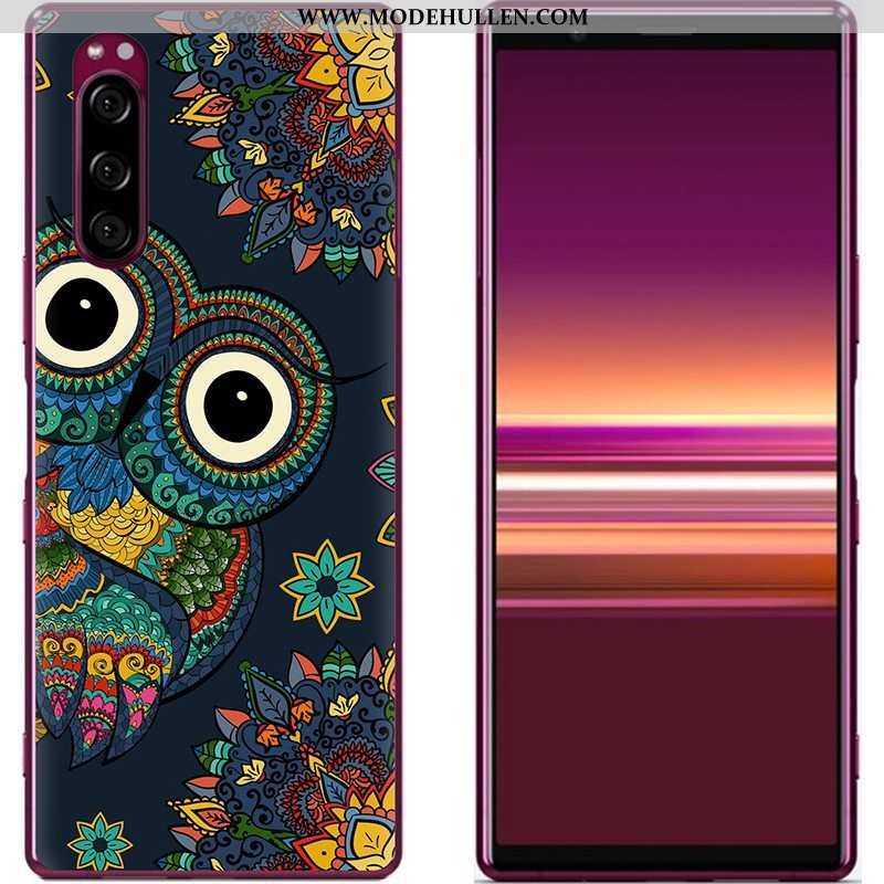 Hülle Sony Xperia 5 Weiche Kreativ Case Stoff Blau Handy