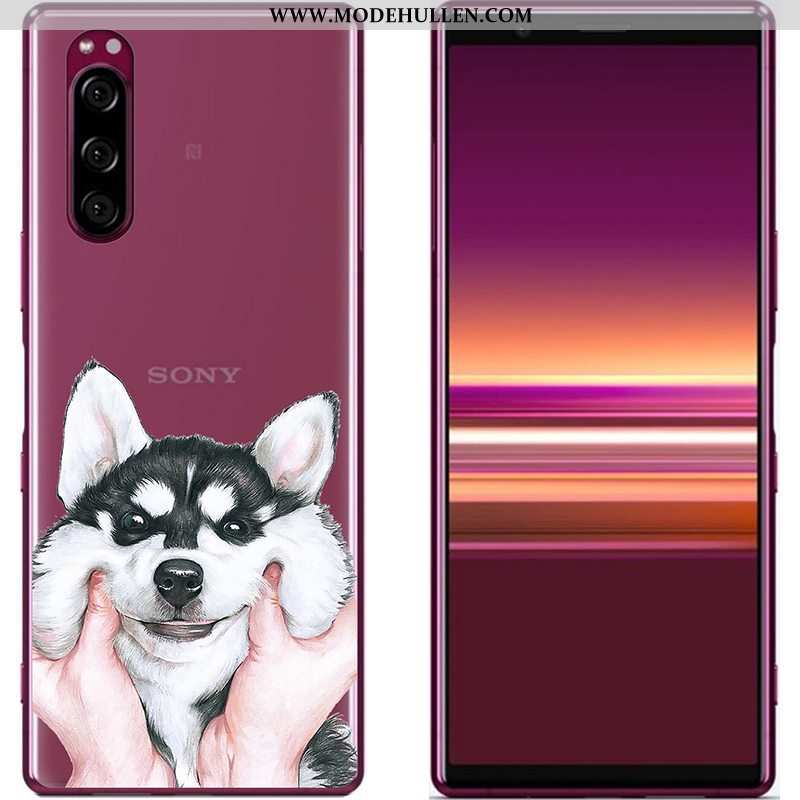 Hülle Sony Xperia 5 Weiche Kreativ Case Stoff Blau Handy