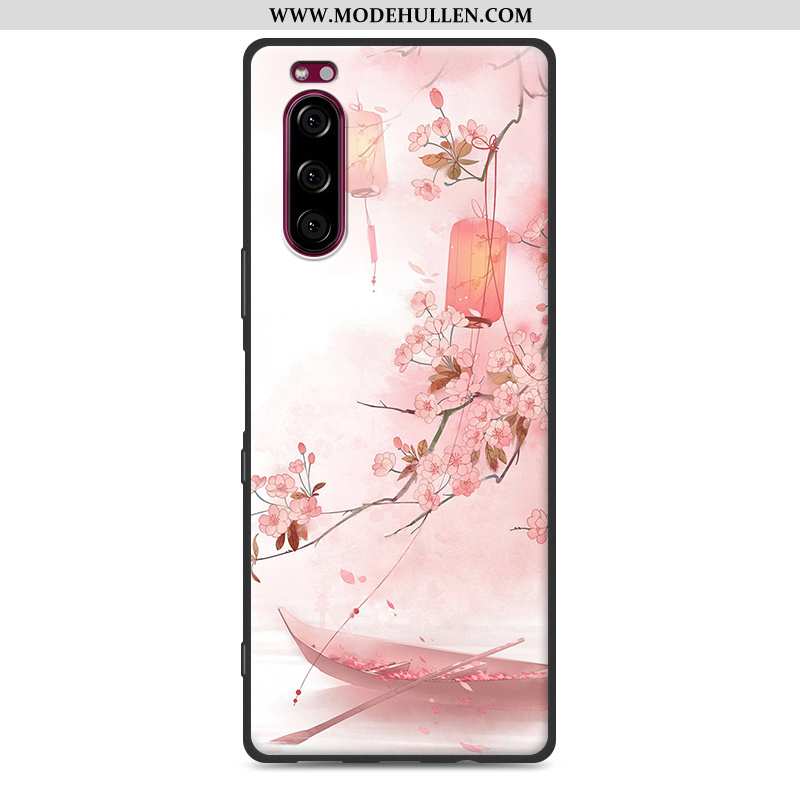 Hülle Sony Xperia 5 Weiche Persönlichkeit Blau Blumen Case Frisch Kreativ