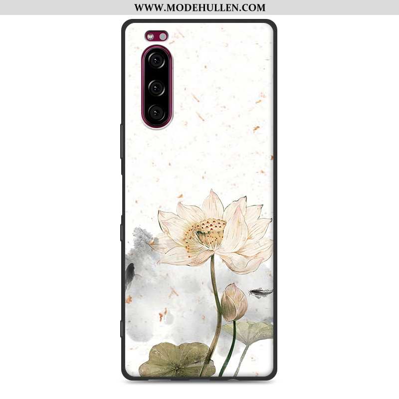 Hülle Sony Xperia 5 Weiche Persönlichkeit Blau Blumen Case Frisch Kreativ