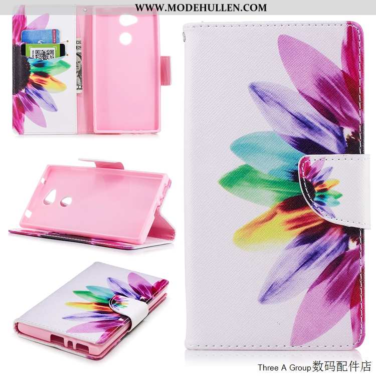 Hülle Sony Xperia L2 Lederhülle Weiche Case Schutz Karte Handy Silikon Weiße