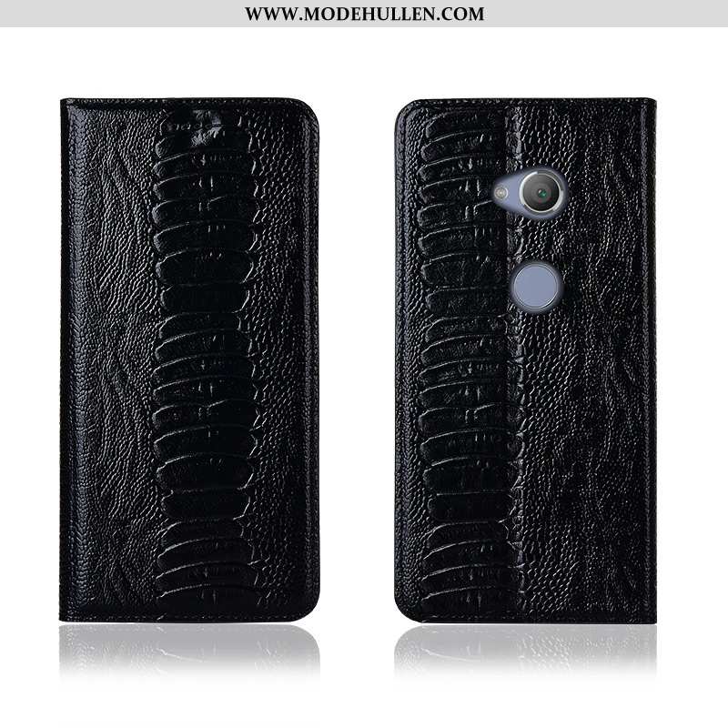 Hülle Sony Xperia L2 Silikon Schutz Case Clamshell Handy Weiche Echt Leder Braun