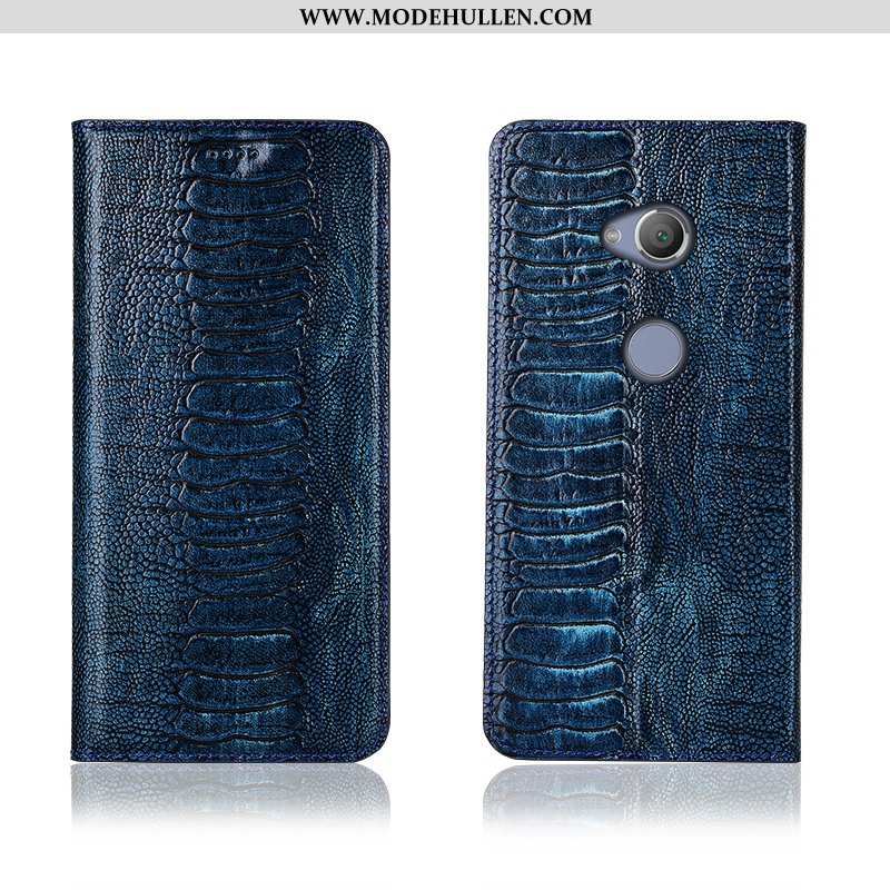 Hülle Sony Xperia L2 Silikon Schutz Case Clamshell Handy Weiche Echt Leder Braun