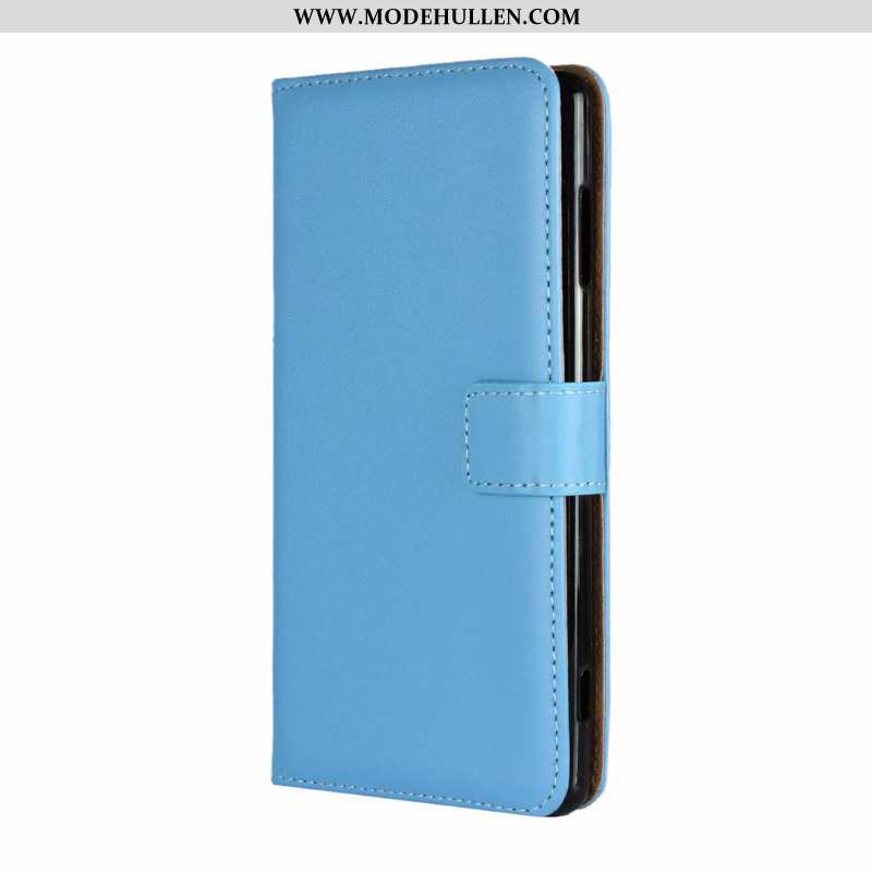 Hülle Sony Xperia Xa Lederhülle Echt Leder Blau Anti-sturz Schutz Handy Case