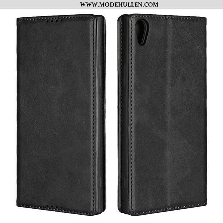 Hülle Sony Xperia Xa1 Echt Leder Schutz Clamshell Lederhülle Case Handy Braun