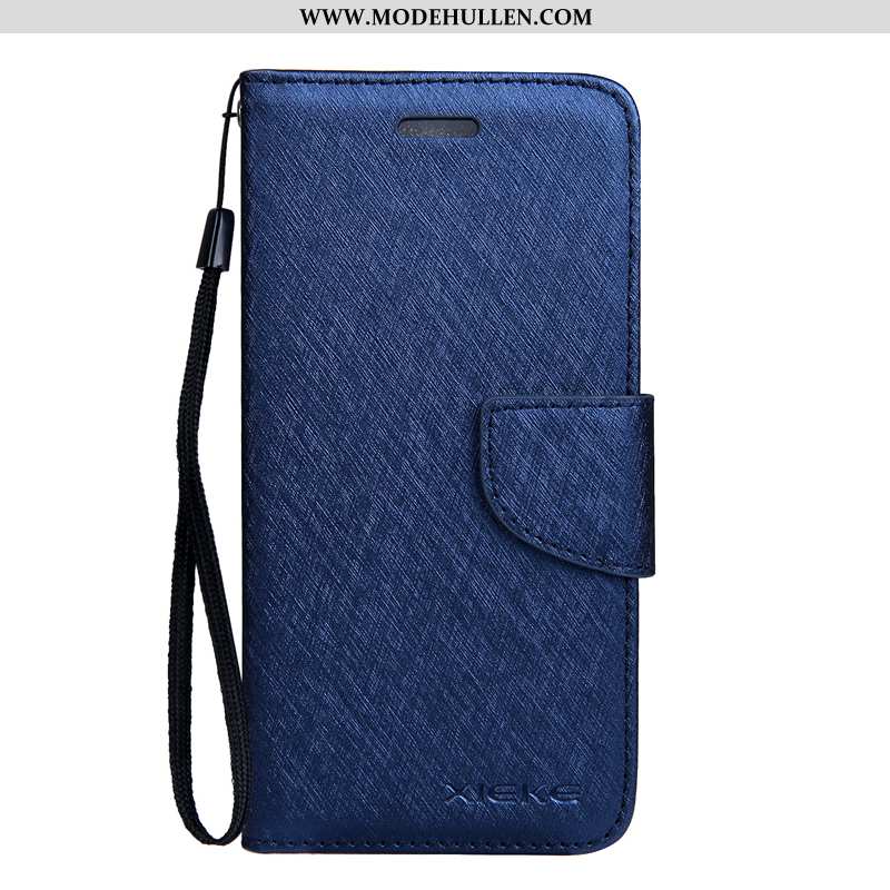 Hülle Sony Xperia Xa1 Lederhülle Muster Schutz Handy Seide Blau