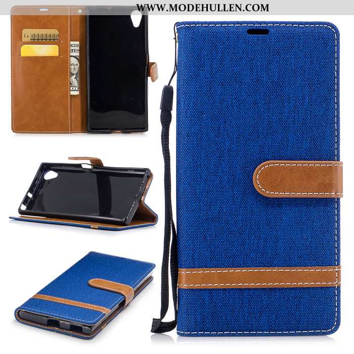 Hülle Sony Xperia Xa1 Plus Lederhülle Silikon Blau Anti-sturz Case Folio