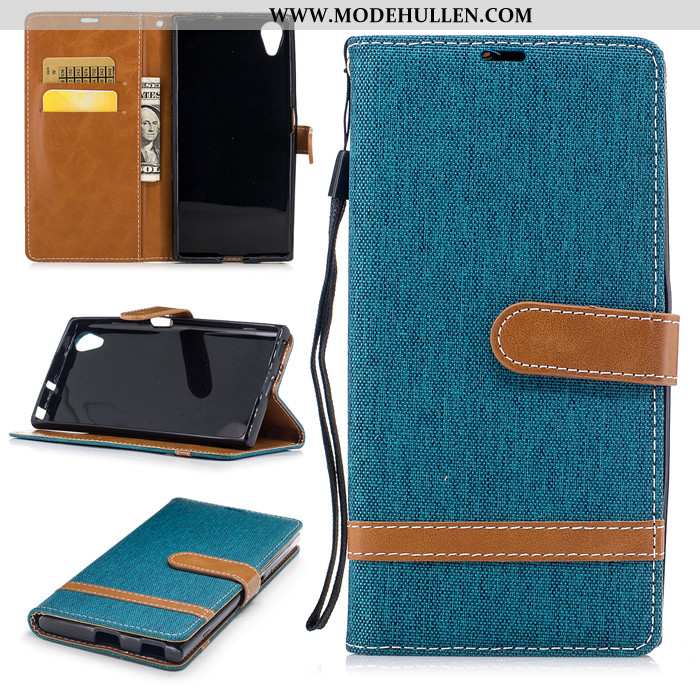 Hülle Sony Xperia Xa1 Plus Lederhülle Silikon Blau Anti-sturz Case Folio