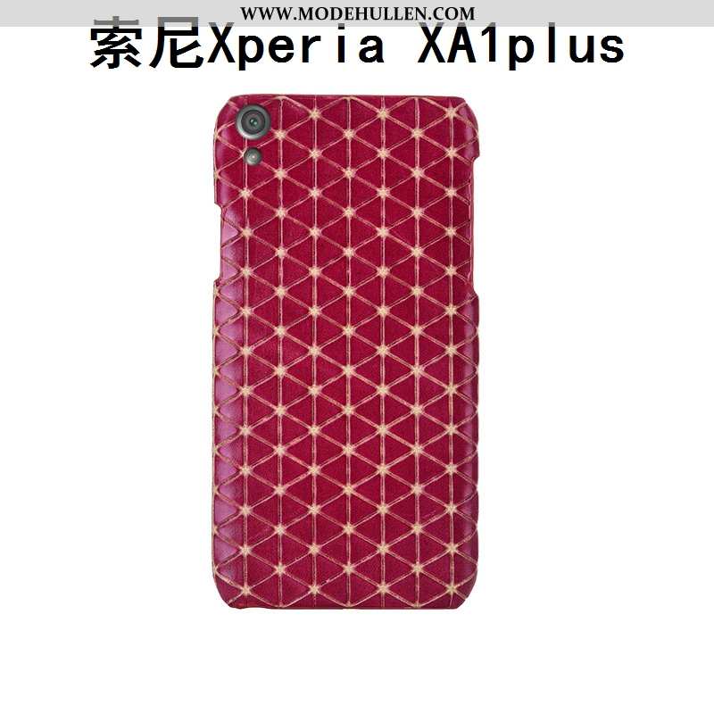 Hülle Sony Xperia Xa1 Plus Luxus Persönlichkeit Handy Echt Leder Hintere Abdeckung Anti-sturz Schwar