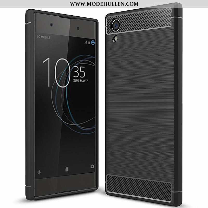 Hülle Sony Xperia Xa1 Plus Schutz Mode Case Faser Schwarz Alles Inklusive