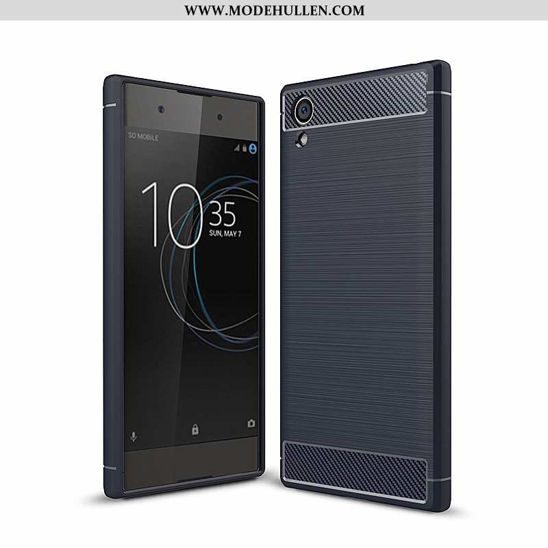 Hülle Sony Xperia Xa1 Plus Schutz Mode Case Faser Schwarz Alles Inklusive