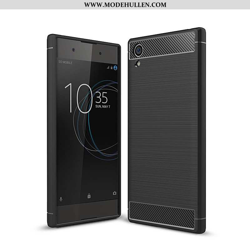 Hülle Sony Xperia Xa1 Plus Schutz Mode Case Faser Schwarz Alles Inklusive