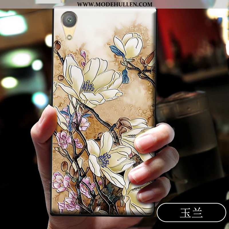 Hülle Sony Xperia Xa1 Plus Weiche Silikon Case Nubuck Handy Schutz Blau